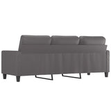 3-Seater Sofa Grey 180 cm Faux Leather - 45-Degree Angle