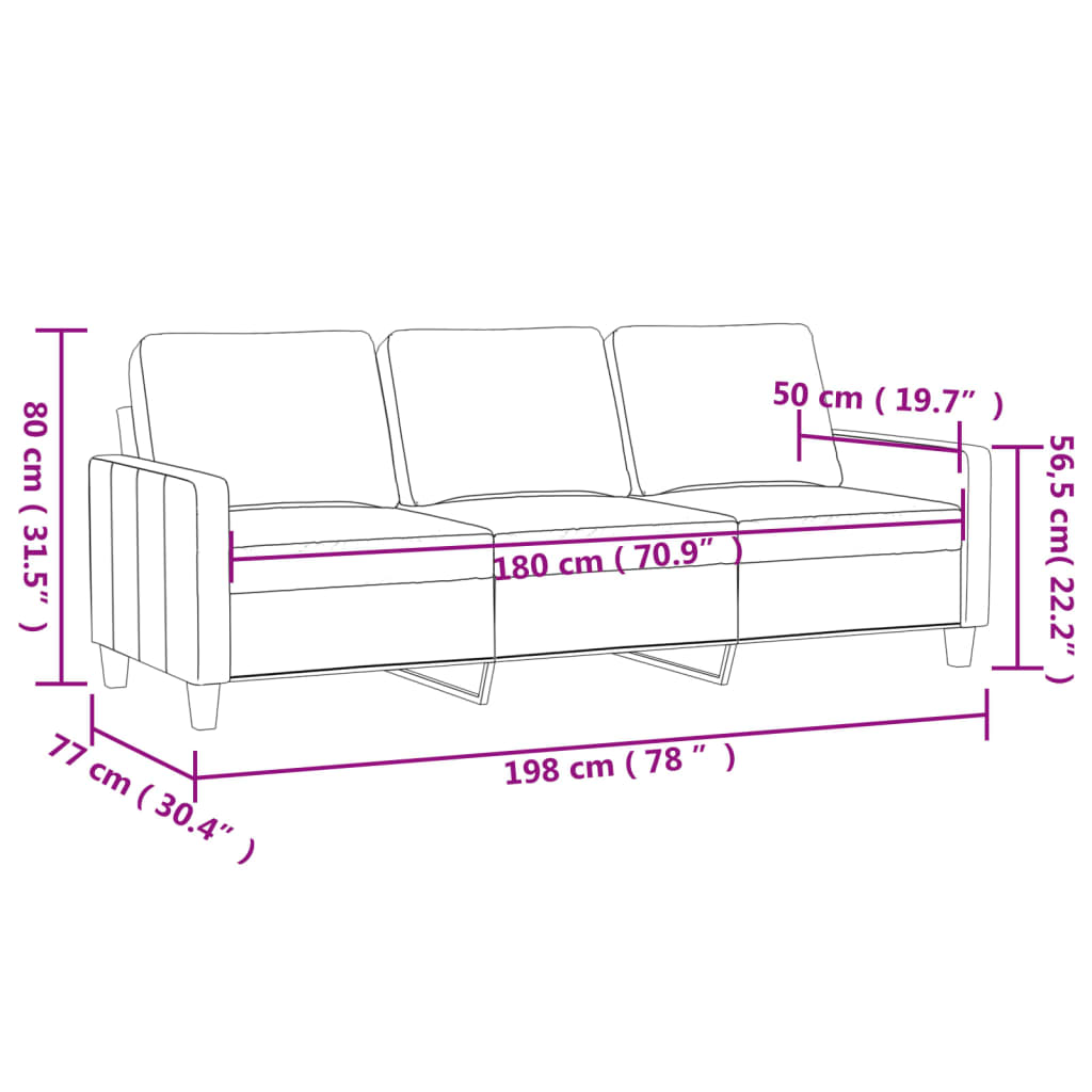 3-Seater Sofa Cappuccino 180 cm Faux Leather