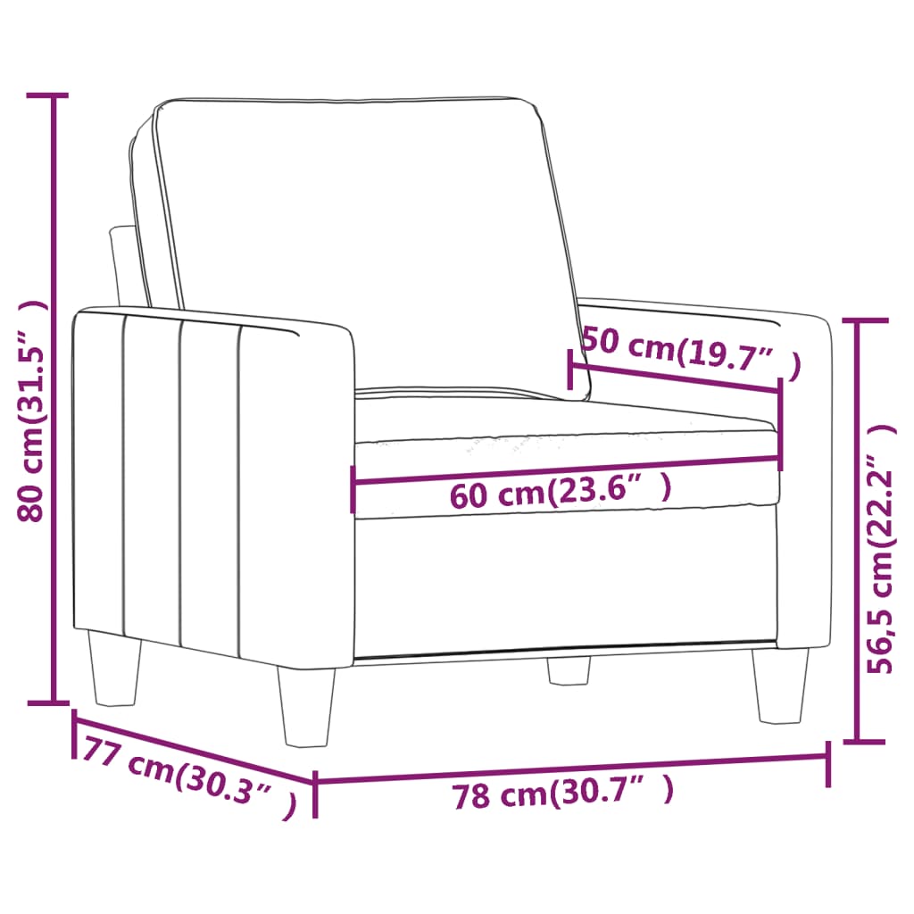 Sofa Chair Light Grey 60 cm Fabric