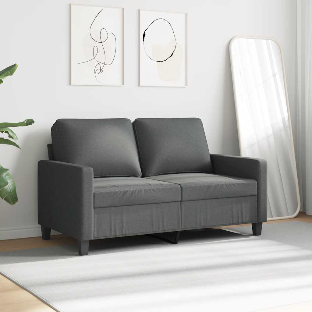 2-Seater Sofa Dark Grey 120 cm Fabric