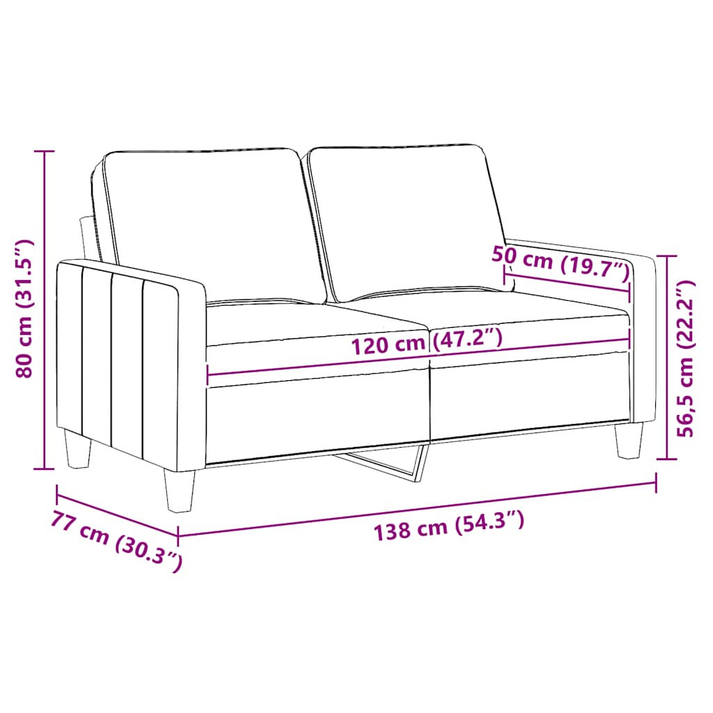 2-Seater Sofa Black 120 cm Fabric