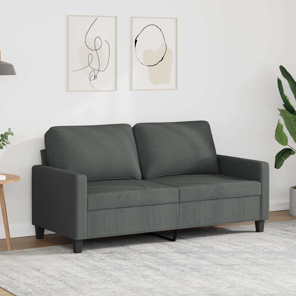 2-Seater Sofa Dark Grey 140 cm Fabric