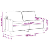 2-Seater Sofa Black 140 cm Fabric - Extra Image