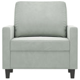 Sofa Chair Light Grey 60 cm Velvet - Side View