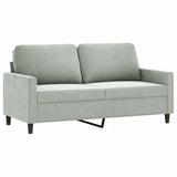2-Seater Sofa Light Grey 140 cm Velvet - Front View