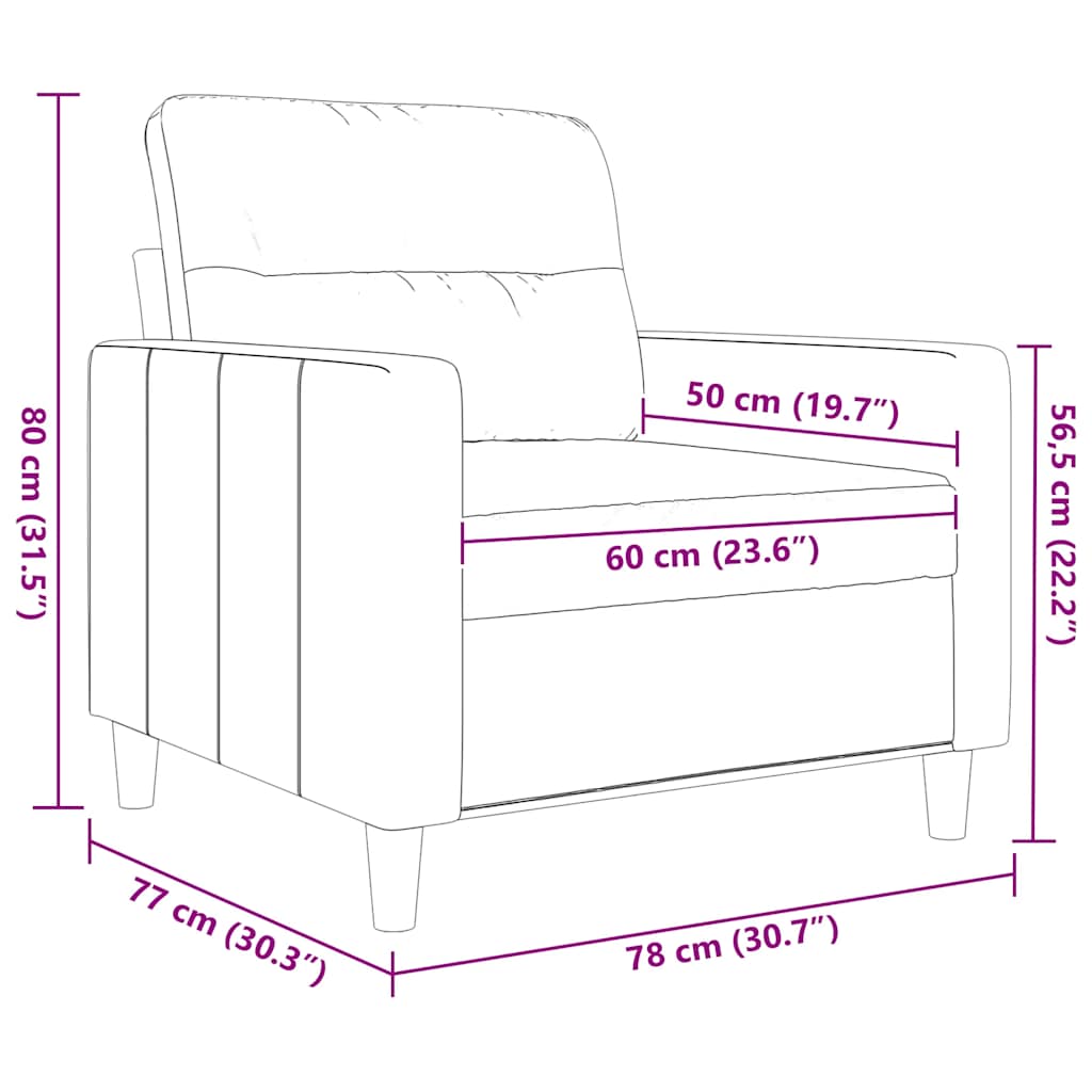 Sofa Chair Light Grey 60 cm Fabric