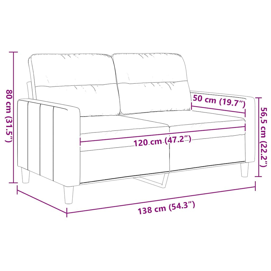 2-Seater Sofa Dark Grey 120 cm Fabric