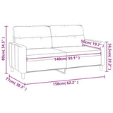 2-Seater Sofa Light Grey 140 cm Fabric - Low Angle