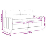 2-Seater Sofa Dark Grey 140 cm Fabric