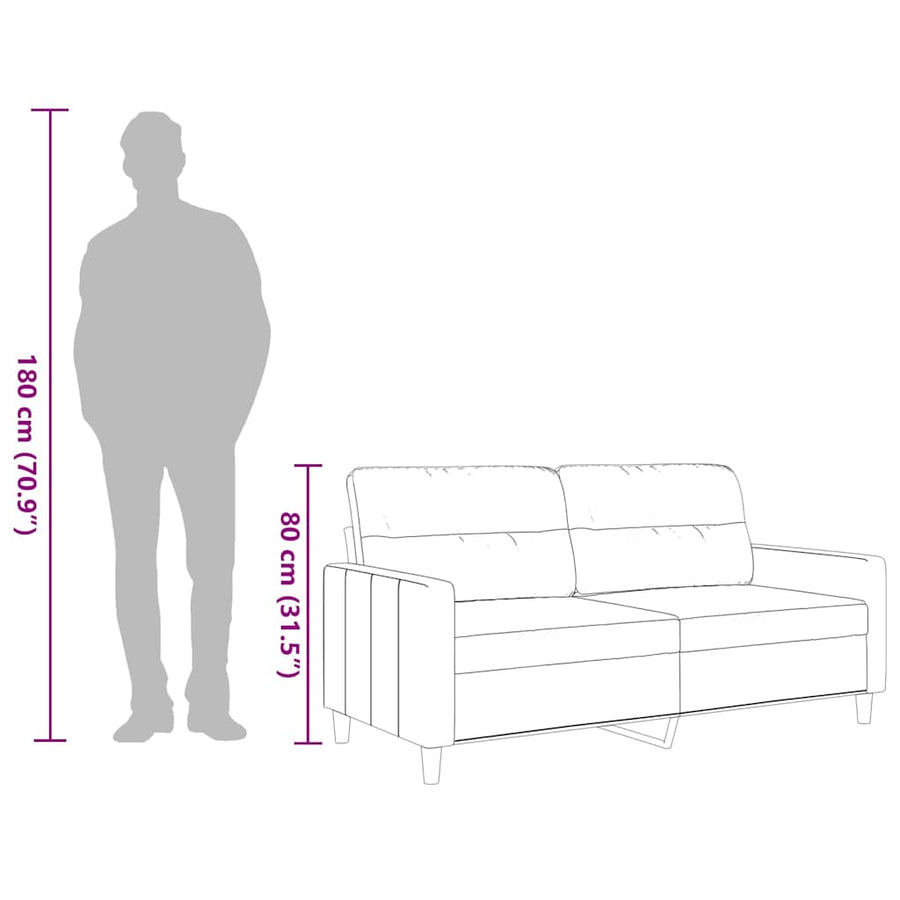 2-Seater Sofa Black 140 cm Fabric