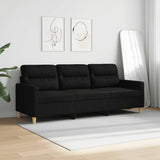 3-Seater Sofa Black 180 cm Fabric
