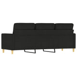3-Seater Sofa Black 180 cm Fabric - 45-Degree Angle