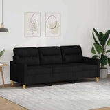 3-Seater Sofa Black 180 cm Fabric
