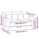 2-Seater Sofa Light Grey 120 cm Fabric - Low Angle