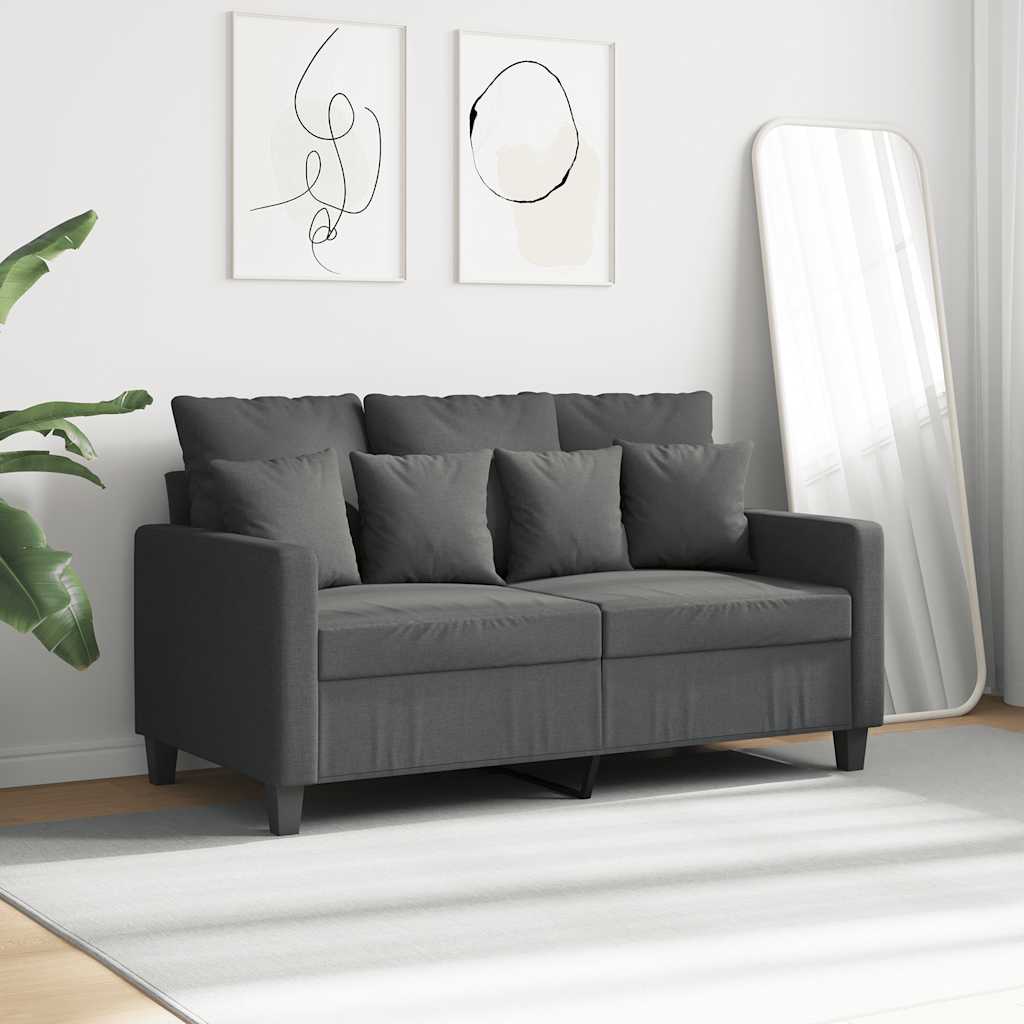 2-Seater Sofa Dark Grey 120 cm Fabric