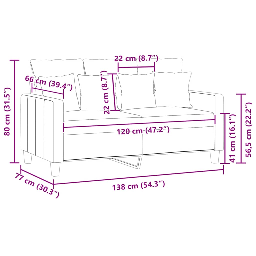 2-Seater Sofa Dark Grey 120 cm Fabric