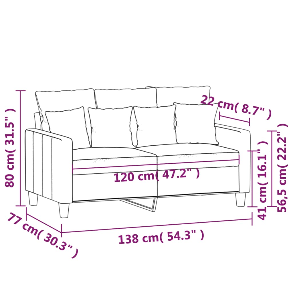 2-Seater Sofa Black 120 cm Fabric