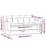 2-Seater Sofa Light Grey 140 cm Fabric