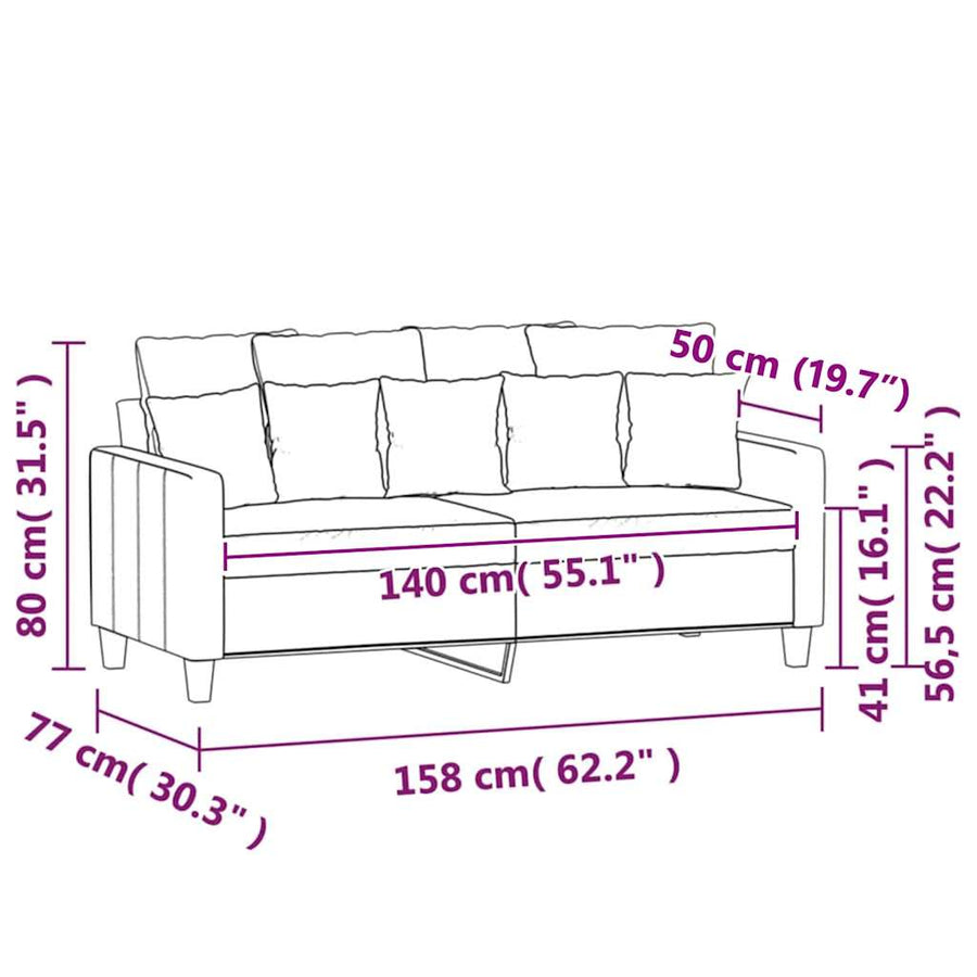 2-Seater Sofa Light Grey 140 cm Fabric