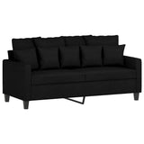 2-Seater Sofa Black 140 cm Fabric - Front View