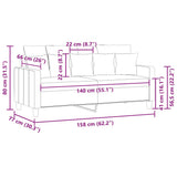 2-Seater Sofa Black 140 cm Fabric