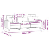 3-Seater Sofa Light Grey 180 cm Fabric
