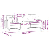 3-Seater Sofa Light Grey 180 cm Fabric - Low Angle