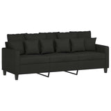 3-Seater Sofa Black 180 cm Fabric - Front View