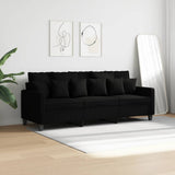 3-Seater Sofa Black 180 cm Fabric