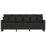3-Seater Sofa Black 180 cm Fabric - Side View