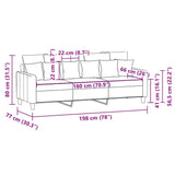 3-Seater Sofa Black 180 cm Fabric - Low Angle