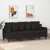 3-Seater Sofa Black 180 cm Fabric