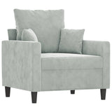 Sofa Chair Light Grey 60 cm Velvet - Front View