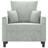 Sofa Chair Light Grey 60 cm Velvet - Side View