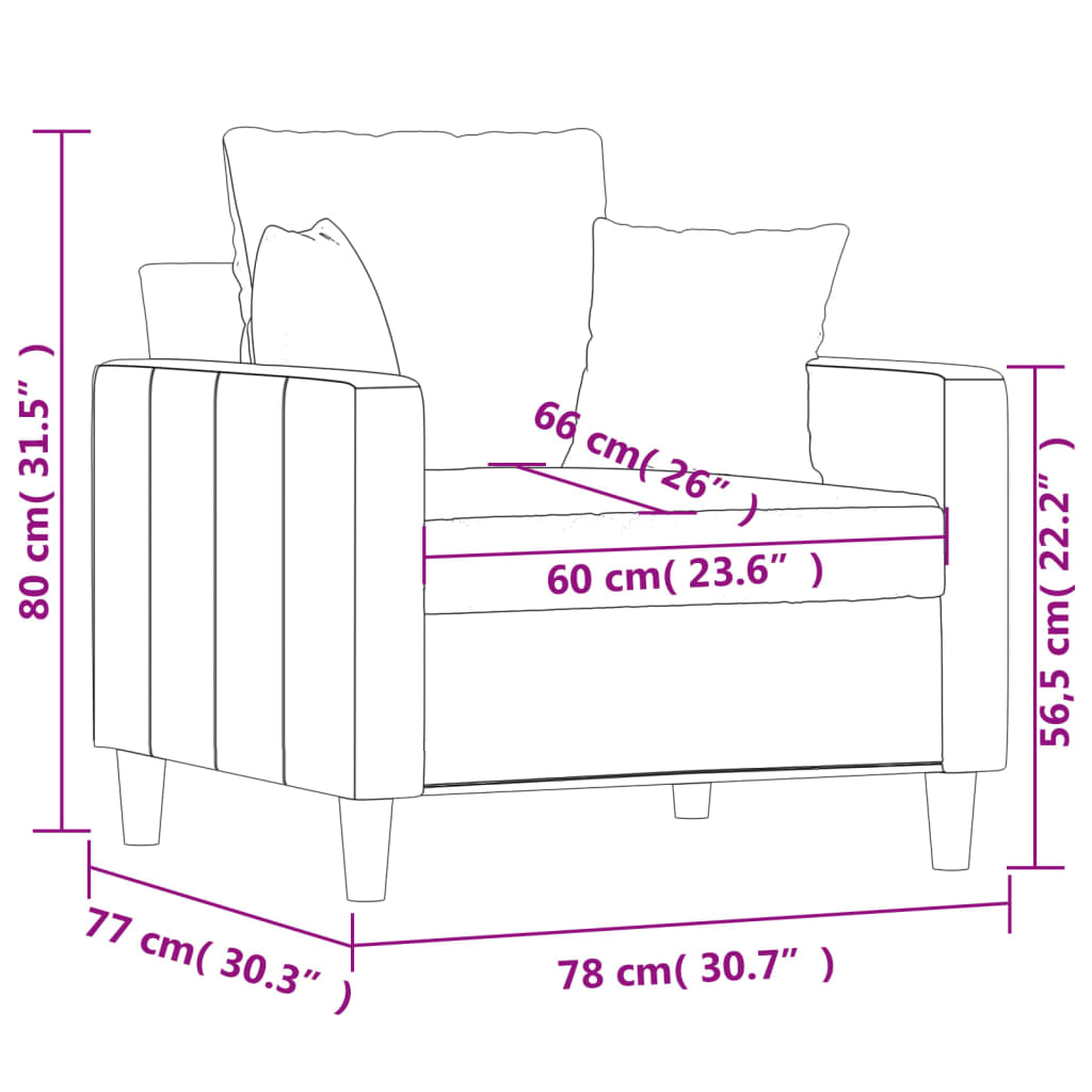 Sofa Chair Light Grey 60 cm Velvet