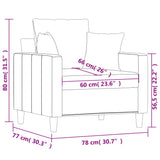 Sofa Chair Dark Grey 60 cm Velvet - Low Angle