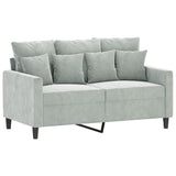2-Seater Sofa Light Grey 120 cm Velvet - Front View