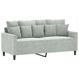2-Seater Sofa Light Grey 140 cm Velvet - Front View