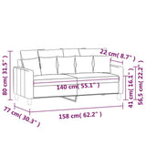 2-Seater Sofa Light Grey 140 cm Velvet