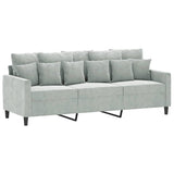 3-Seater Sofa Light Grey 180 cm Velvet - Front View
