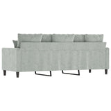 3-Seater Sofa Light Grey 180 cm Velvet - 45-Degree Angle