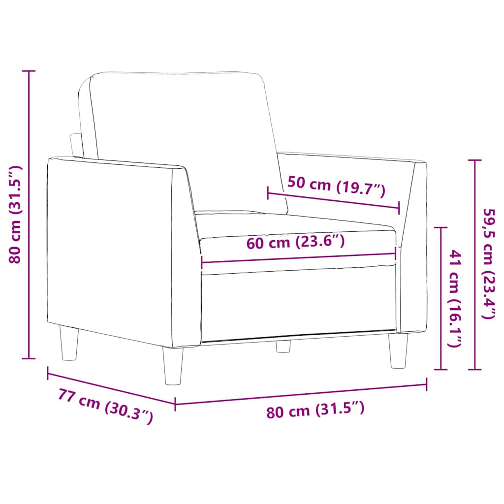 Sofa Chair Cappuccino 60 cm Faux Leather