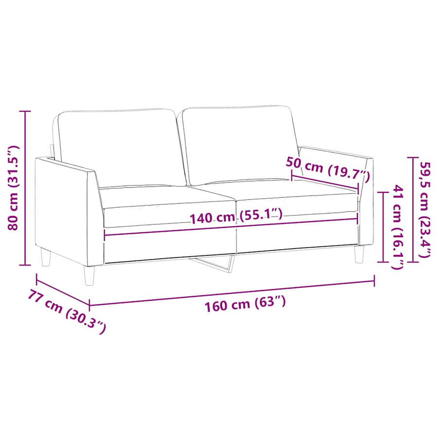 2-Seater Sofa Black 140 cm Faux Leather