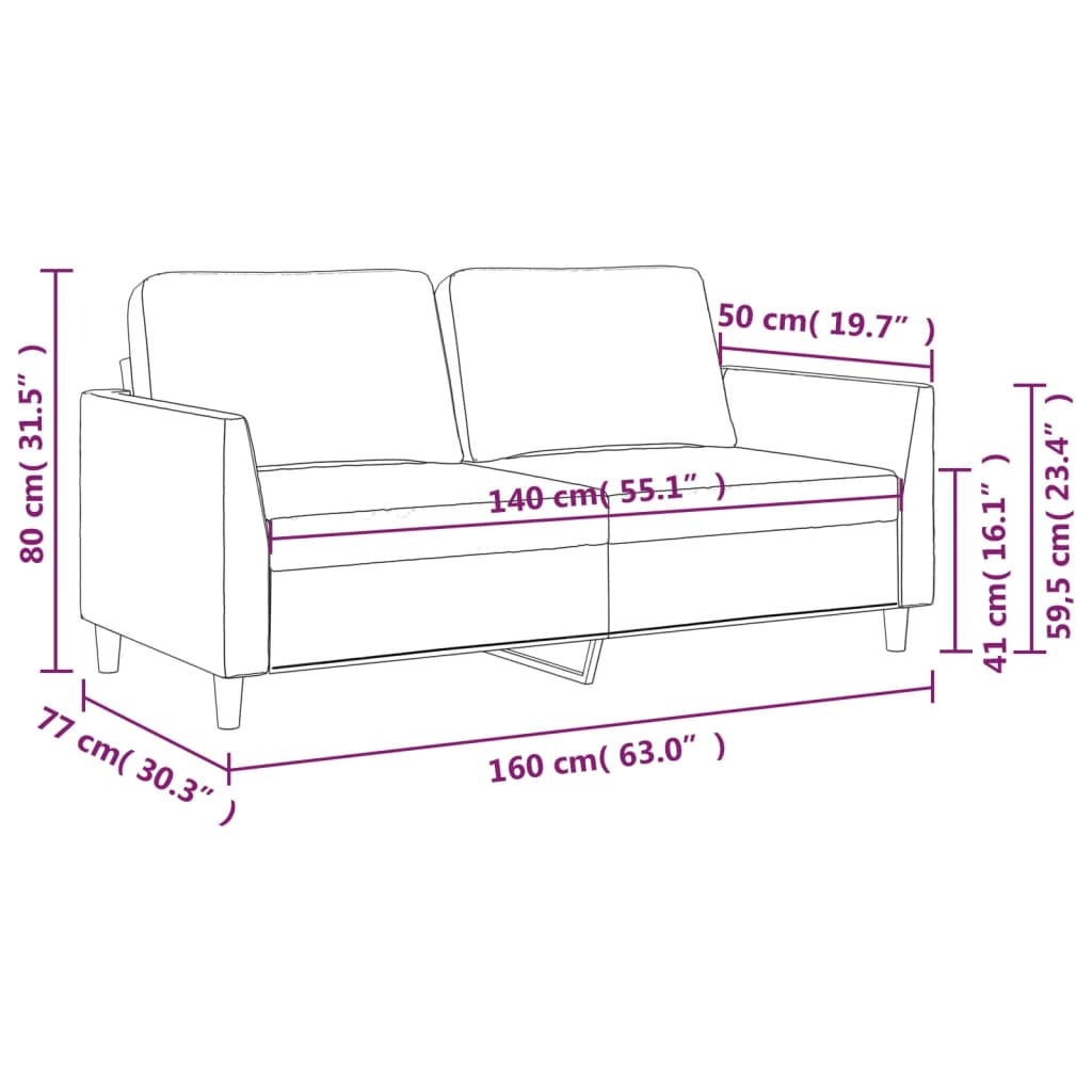 2-Seater Sofa Cappuccino 140 cm Faux Leather