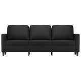 3-Seater Sofa Black 180 cm Faux Leather - Side View