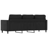 3-Seater Sofa Black 180 cm Faux Leather - 45-Degree Angle