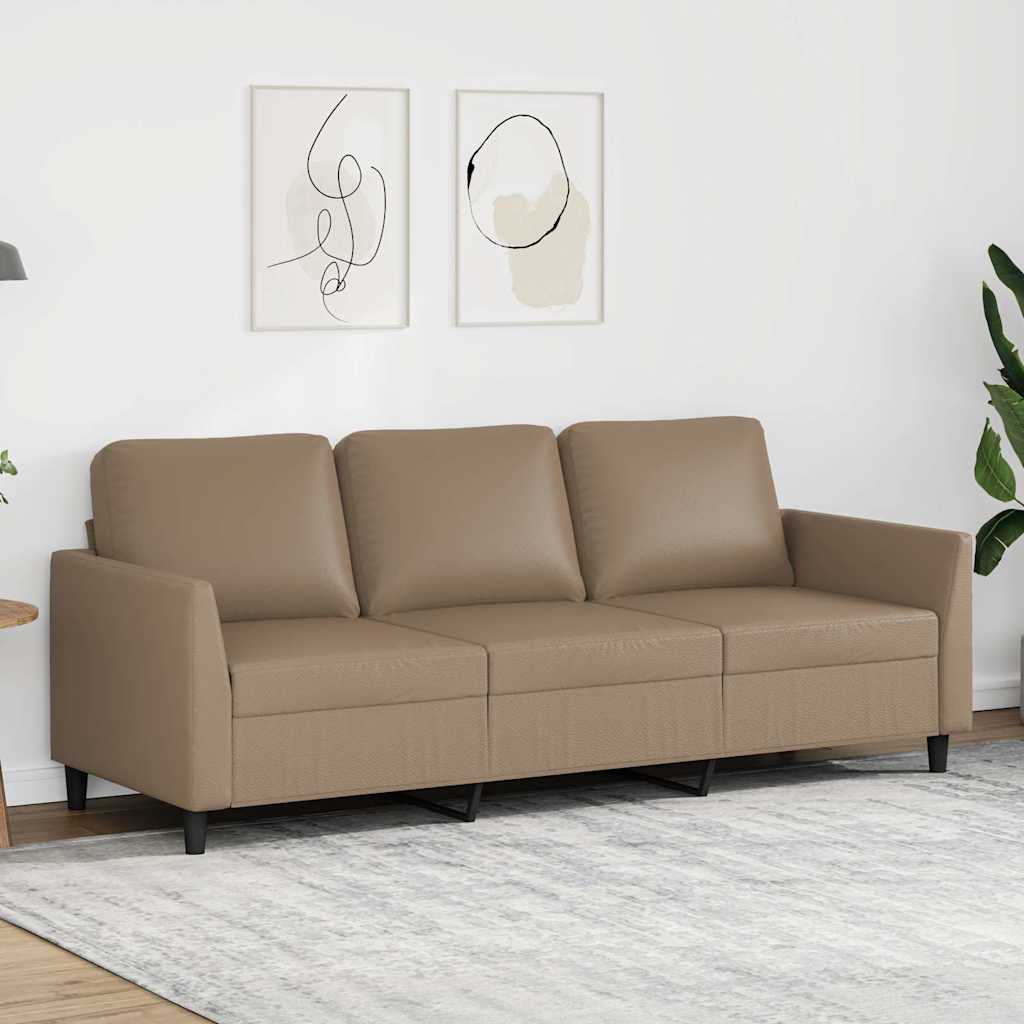 3-Seater Sofa Cappuccino 180 cm Faux Leather