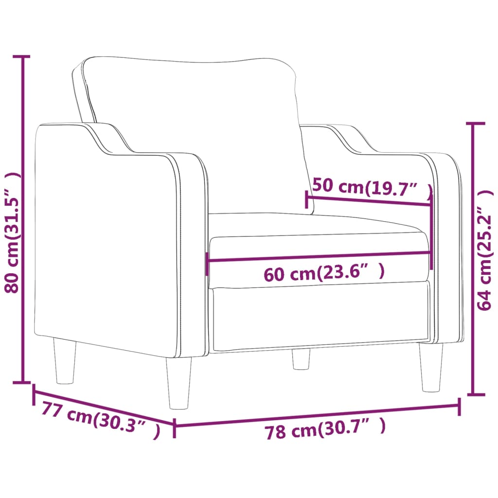 Sofa Chair Light Grey 60 cm Fabric