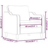 Sofa Chair Light Grey 60 cm Fabric - Low Angle