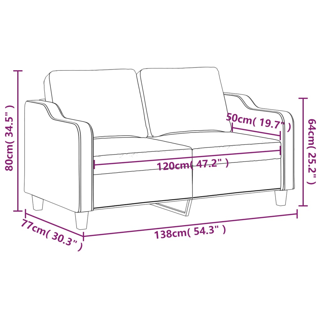 2-Seater Sofa Dark Grey 120 cm Fabric